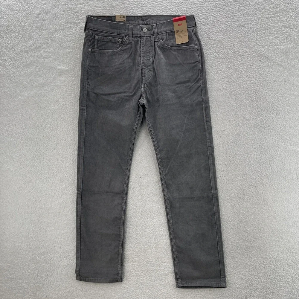 Levi's Pants Men's 34x32 Gray 505 Corduroy Pinwale Regular Fit Straight Preppy